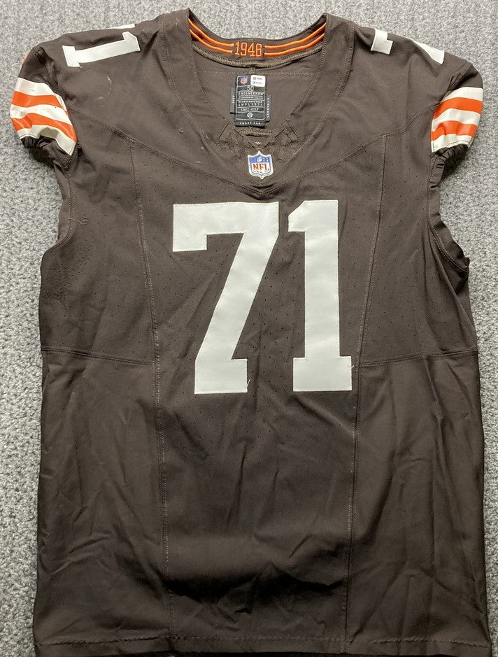 Jedrick Wills Signed✍️Game Used💪Cleveland Browns On-Field NFL Jersey👕2024 Season Inc. PSA COA