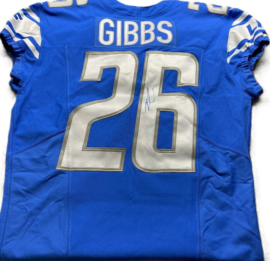 Jahmyr Gibbs SIGNED✍️Detroit Lions🦁Authentic Nike NFL Jersey👕 Also includes PSA Authentication💥