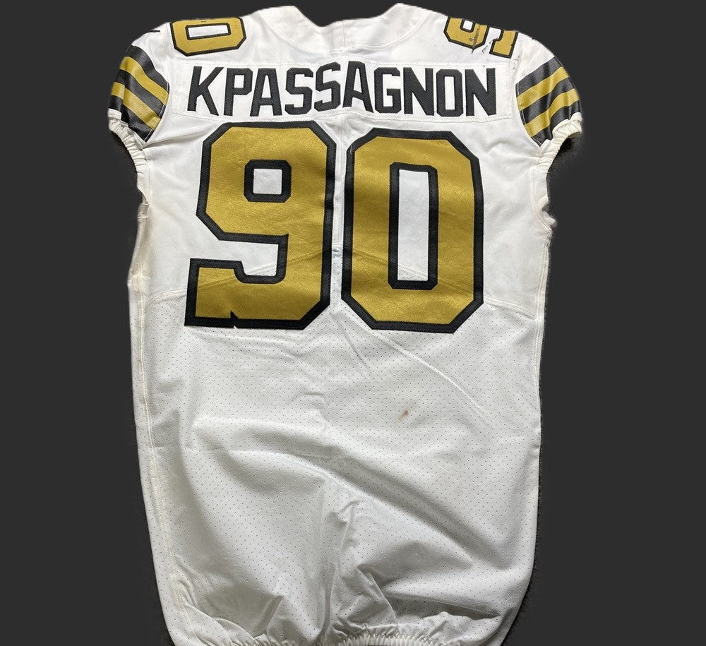 Tanoh Kpassagnon GAME WORN 💪 10/02/22 New Orleans Saints ⚜️ Nike NFL Jersey 🎽 vs. Minnesota Vikings - PSA Authenticated 🛡️