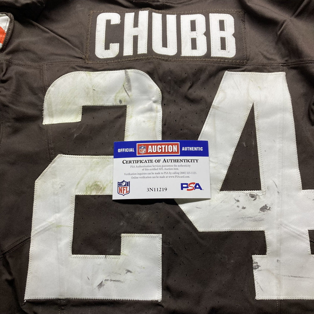 Nick Chubb GAME WORN/USED 10/27/24 💪 PHOTO-MATCHED 📸 Cleveland Browns On-Field NFL Jersey 👕 vs. Baltimore Ravens Also includes Professional Sports Authenticator (PSA)