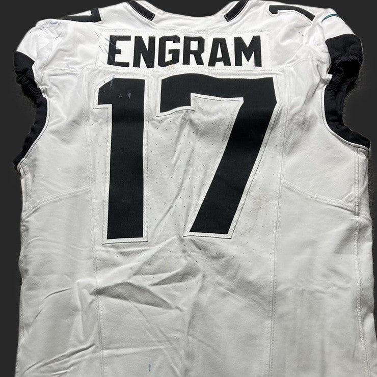 Evan Engram GAME USED 💪 10/13/24 PHOTO MATCHED 📸 Jacksonville Jaguars 🐆 Nike NFL On-Field Jersey👕 vs. Chicago Bears (London Game) 🌍