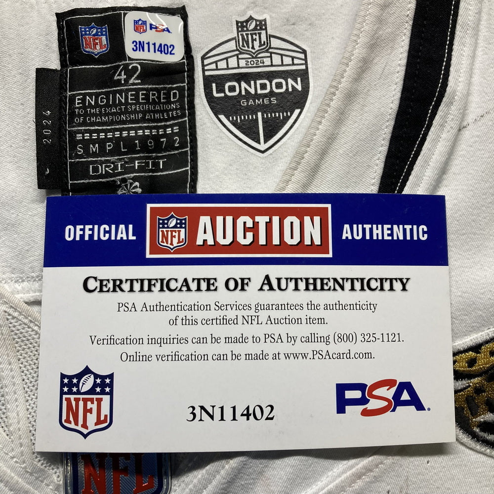 Evan Engram GAME USED 💪 10/13/24 PHOTO MATCHED 📸 Jacksonville Jaguars 🐆 Nike NFL On-Field Jersey👕 vs. Chicago Bears (London Game) 🌍