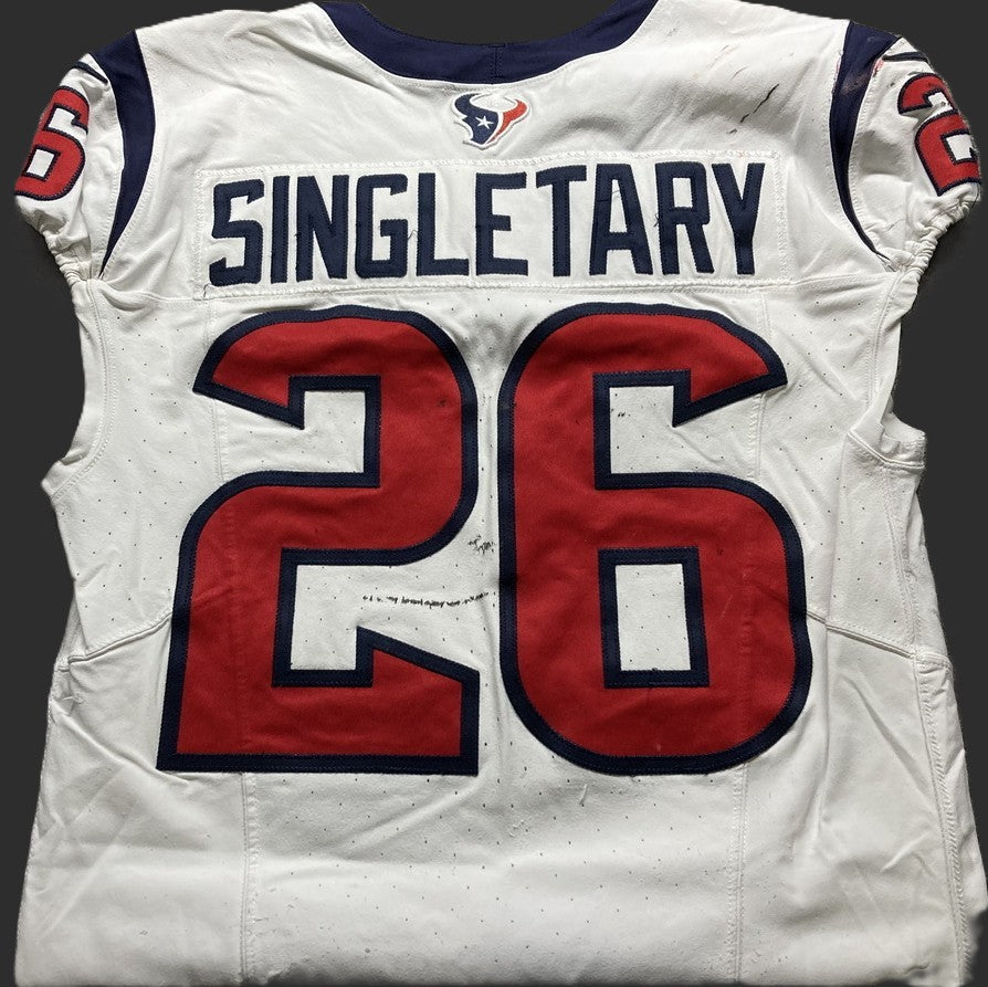 Devin Singletary GAME WORN 💪 11/12/23 & PHOTO MATCHED 📸 Houston Texans Nike NFL Jersey🎽 vs. Cincinnati Bengals – Salute to Service Game