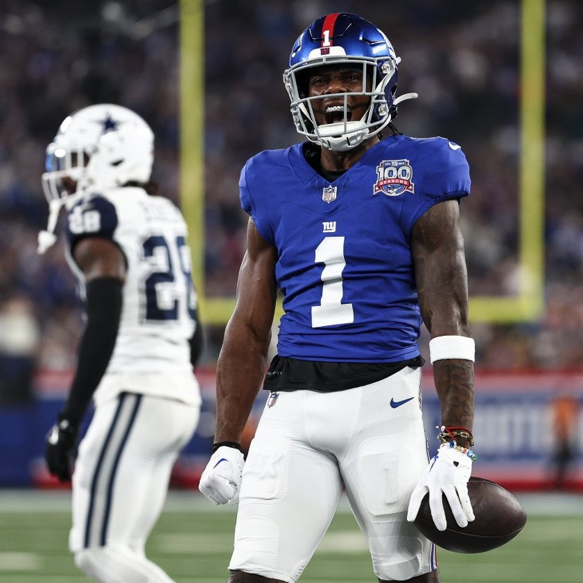 Malik Nabers Signed 🖊️ New York Giants Throwback Replica Nike NFL Jersey 👕 Also includes PSA Authenticity 🛡️