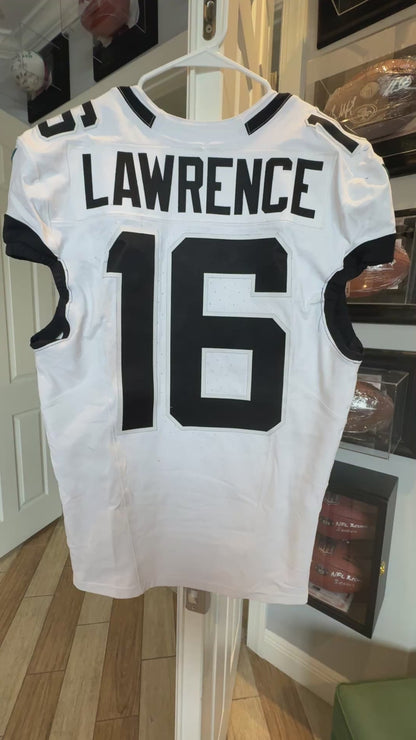Trevor Lawrence GAME WORN 11/09/25 PHOTO MATCHED Jacksonville Jaguars Nike NFL Jersey vs Houston Texans Also includes Fanatics COA