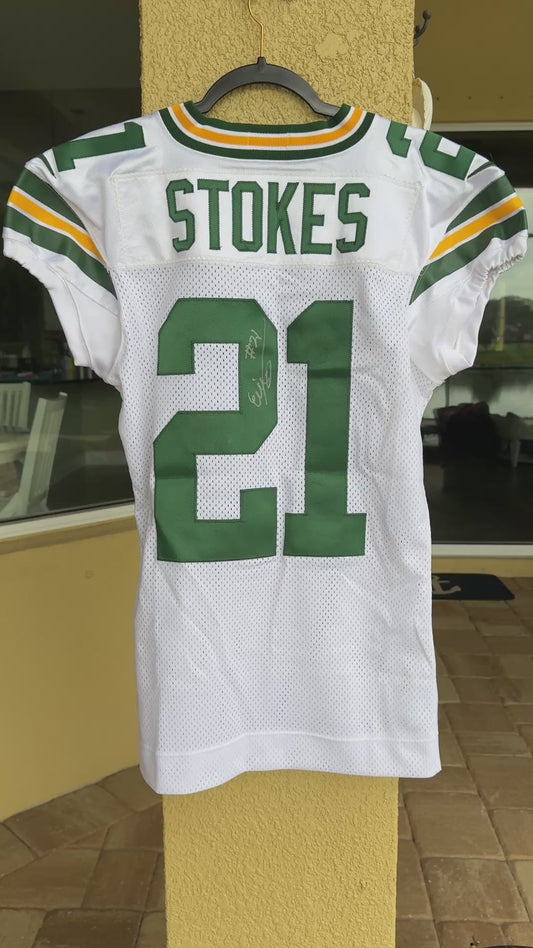 Eric Stokes GAME WORN 💪 10/10/21 PHOTO MATCHED 📸 Signed ✍️ Green Bay Packers Jersey👕 vs. Bengals Includes PSA Authenticity 🛡️