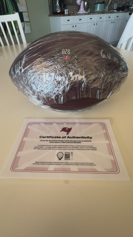 Baker Mayfield GAME USED 💪 09/07/25 Signed + Inscribed Ball Tampa Bay Buccaneers vs Atlanta Falcons Also includes Proof of Authenticity 🛡️