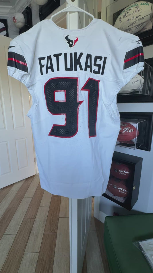 Foley Fatukasi GAME WORN 🔥 Houston Texans Nike NFL Jersey 👕vs Jaguars Inc. COA