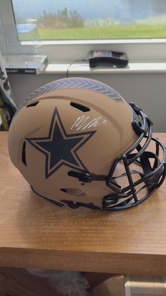 Micah Parsons Signed ✍️ Dallas Cowboys🤠Salute to Service Full-Size Authentic On-Field Speed Helmet (Fanatics)🔵