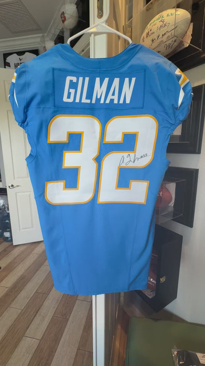 Alohi Gilman GAME WORN 💪 10/05/25 Los Angeles Chargers Nike NFL Jersey vs. Commanders inc. COA 🛡️