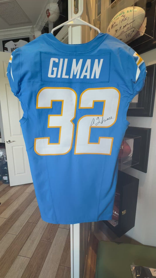Alohi Gilman GAME WORN 💪 10/05/25 Los Angeles Chargers Nike NFL Jersey vs. Commanders inc. COA 🛡️