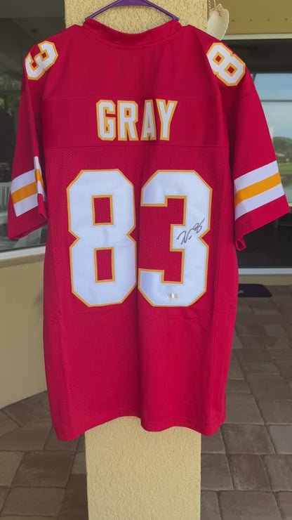 Noah Gray HAND-SIGNED✍️ Kansas City Chiefs RED Jersey🎽 – RARE Beckett Authenticated 🏈🔥
