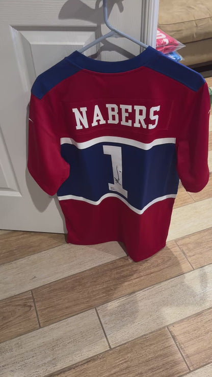 Malik Nabers Signed 🖊️ New York Giants Throwback Replica Nike NFL Jersey 👕 Also includes PSA Authenticity 🛡️