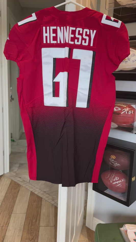 Matt Henessy GAME WORN💪10/10/21 Atlanta Falcons🦅NFL Jersey Crucial Catch💯 vs. New York Jets