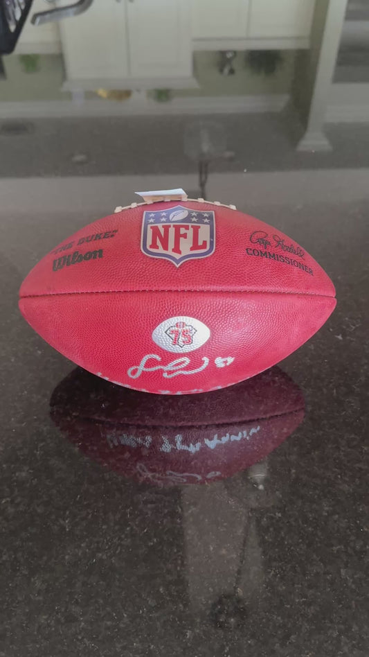 Fred Warner Signed San Francisco 49ers 75th Anniversary Official Wilson Duke NFL Football with “49ers 75th Annie.” Inscription