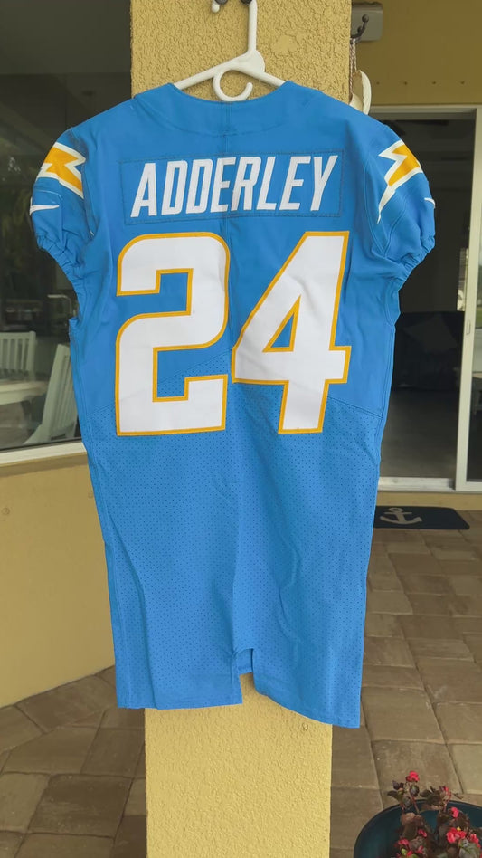 Nasir Adderley GAME-WORN🦾11/20/22 PHOTO MATCHED📸Los Angeles Chargers NFL Jersey 👕PSA🏆vs. Kansas City Chiefs