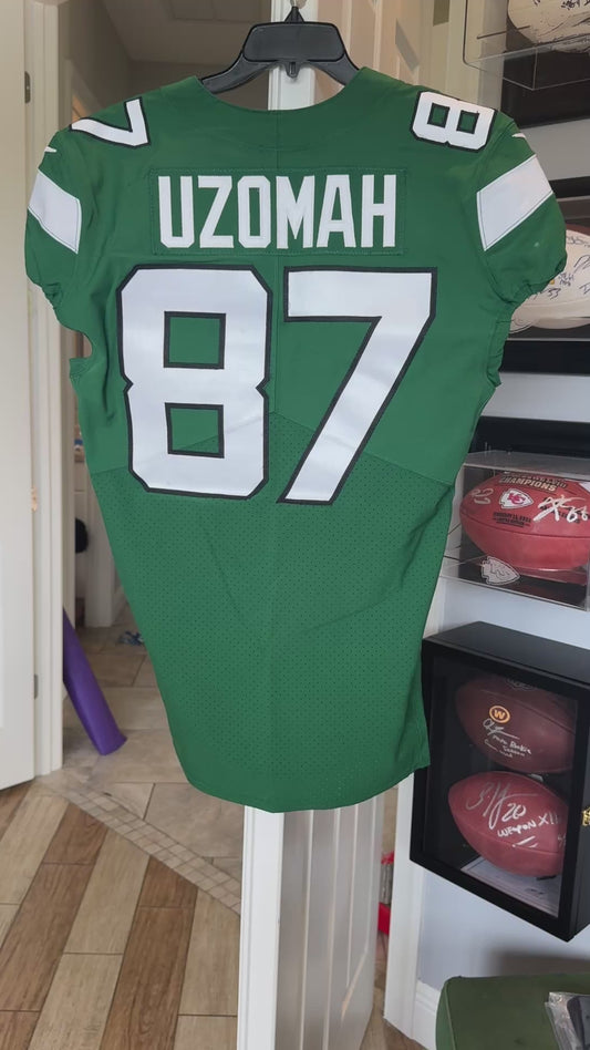 C.J. Uzomah GAME WORN/USED 💪 New York Jets Nike NFL Jersey 👕 with PSA Authenticity🛡️ Crucial Catch Game