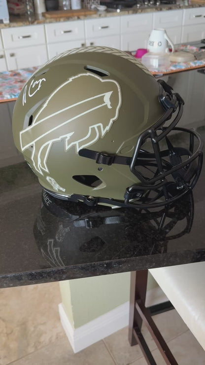 Amari Cooper Hand-Signed✍️Buffalo Bills🐃Full-Size Authentic On-Field Salute To Service Alternate Speed Helmet