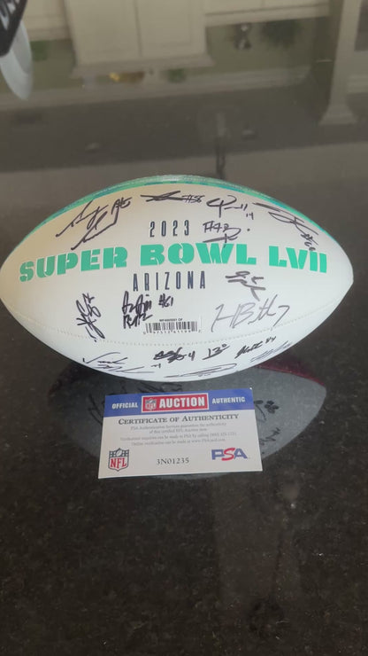 Travis Kelce Signed✍️Kansas City Chiefs Super Bowl 57 Ball With over 15 Signatures inc. Travis Kelce, Jerrick McKinnon, Harrison Butker, Nick Allegretti, Andrew Wylie...