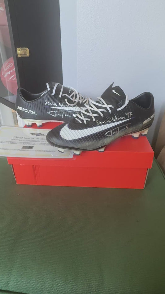 Justin Tucker Signed✍️GAME WORN💪NFL Cleats👟2017-2018 Season Baltimore Ravens💜Inscribed🛡️