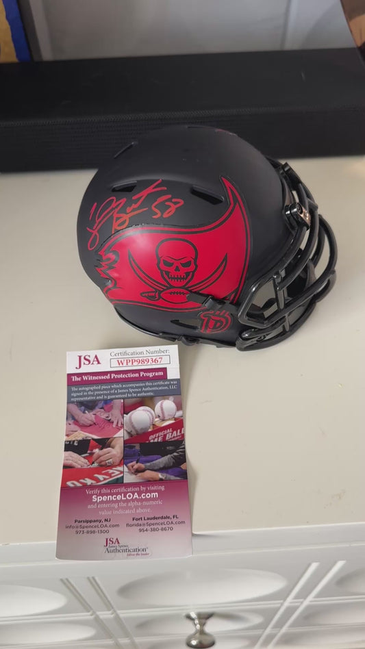 Shaquil Barrett Signed✍️Tampa Bay Buccaneers🏴‍☠Alternate Eclipse Speed Mini Helmet Inc. PSA COA