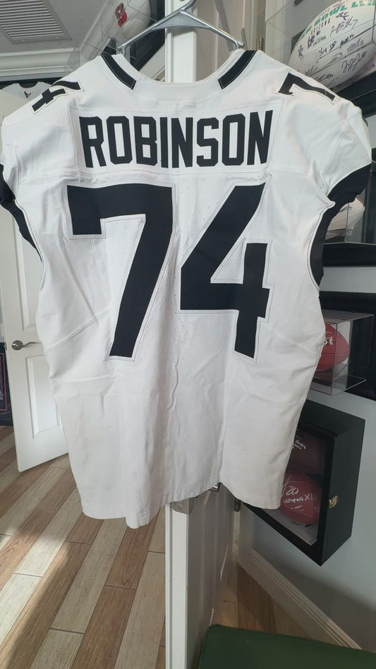Cam Robinson GAME USED 💪 10/13/24 Jacksonville Jaguars 🐆 Nike NFL Jersey 👕 Inc. PSA COA 🛡️ vs. Chicago Bears (NFL London Game) 🌍
