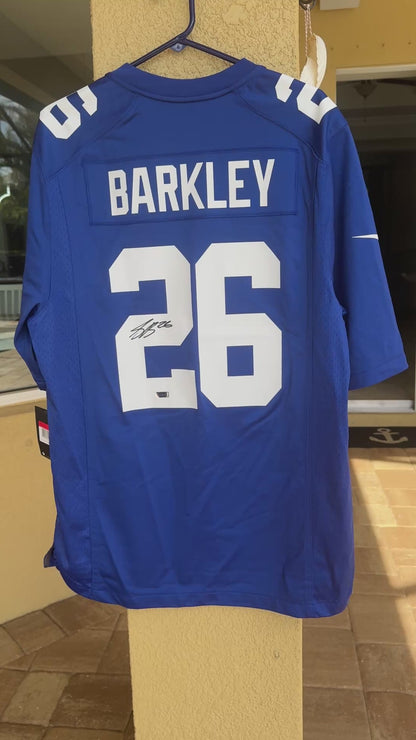 Saquon Barkley Hand Signed ✍️ New York Giants Nike NFL Jersey 👕 Also includes Authenticity 🛡️