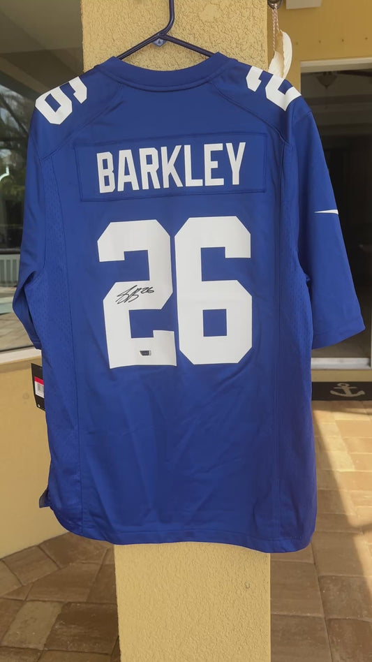 Saquon Barkley Hand Signed ✍️ New York Giants Nike NFL Jersey 👕 Also includes Authenticity 🛡️