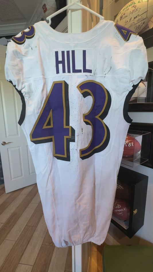 Justice Hill GAME-WORN💪10/06/24 PHOTO-MATCHED📸Baltimore Ravens💜NFL Jersey vs. Bengals