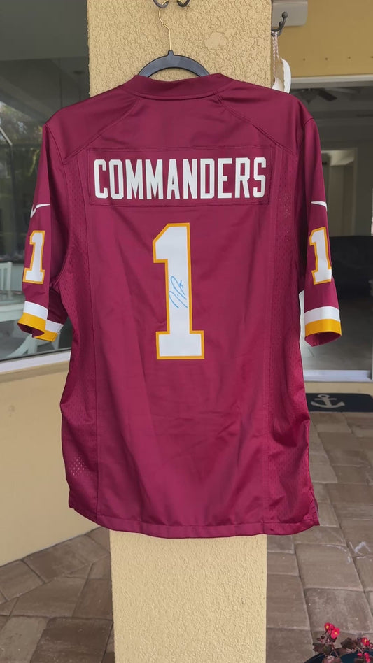 Jayden Daniels Hand-Signed 🖊️Washington Commanders Replica Draft NFL Jersey👕