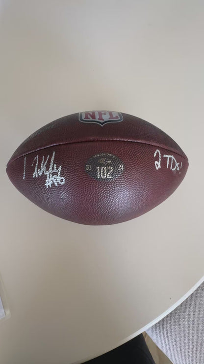 Ravens Isaiah Likely Signed GAME USED 10/06/24 PHOTOMATCHED Ball Inscribed 2 TDs. Used in victory over Cincinnati Bengals
