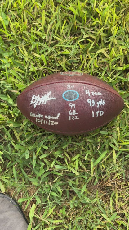 DJ Moore Signed + Inscribed Carolina Panthers GAME-USED💪10/11/20 Wilson Duke Football with Multiple Inscriptions