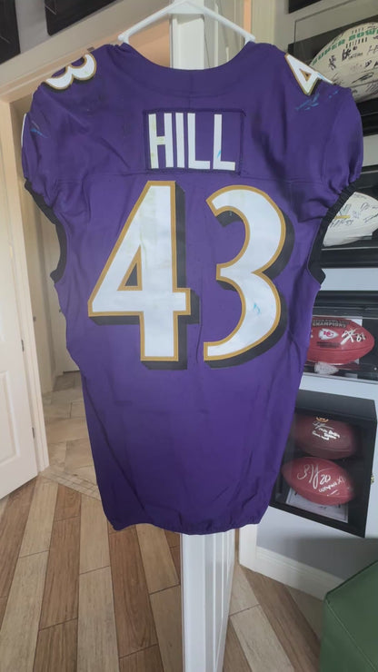 Justice Hill GAME-WORN💪10/12/25 On-Field Baltimore Ravens💜Jersey vs.Los Angeles Rams🐏