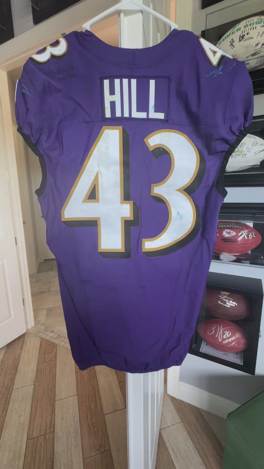 Justice Hill GAME-WORN💪10/12/25 On-Field Baltimore Ravens💜Jersey vs.Los Angeles Rams🐏