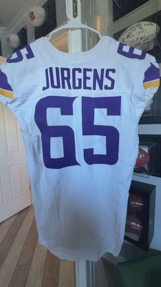Michael Jurgens GAME WORN 💪 09/28/25 Minnesota Vikings 💜 vs Pittsburgh Steelers NFL Jersey Also includes PSA Authentication