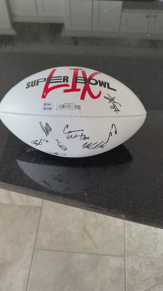 Travis Kelce💥Kansas City Chiefs MULTI Signed Super Bowl 59 Ball Signed By Travis Kelce, Isaiah Pacheco, Carson Wentz & Others