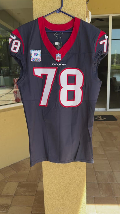 Laremy Tunsil GAME WORN 💪 10/15/2023 PHOTO MATCHED 📸 Houston Texans Nike NFL Jersey🎽 vs. New Orleans Saints (Crucial Catch Game)