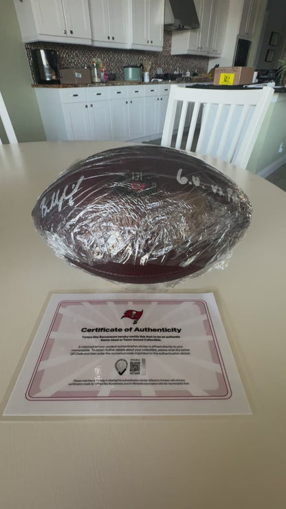 Baker Mayfield GAME USED 09/28/2025 Signed + Inscribed Tampa Bay Buccaneers Ball vs Philadelphia Eagles Also includes Proof of Authenticity 🛡️