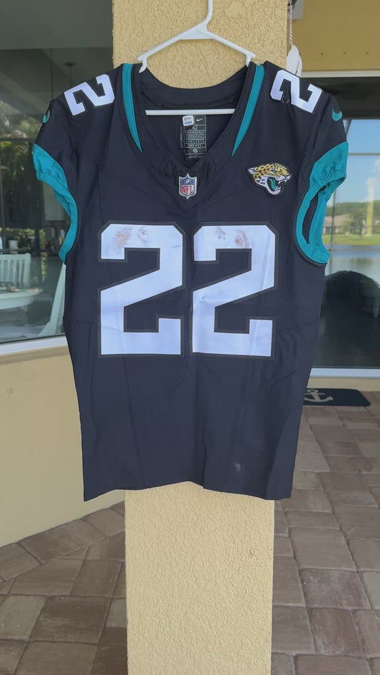 JaMycal Hasty GAME USED 💪 10/01/23 Jacksonville Jaguars 🐆 Nike NFL Jersey vs. Atlanta Falcons 🇬🇧 NFL London Game