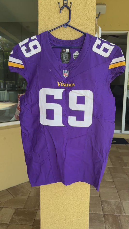 Dan Feeney GAME USED💪 10/06/24 Minnesota Vikings Nike NFL Jersey 👕 vs. New York Jets London Game ✅