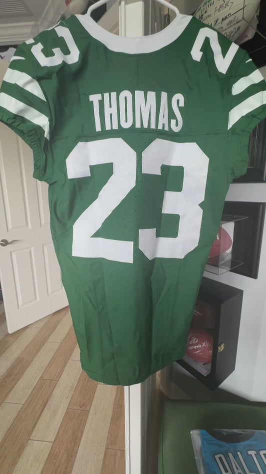 Azareye'h Thomas GAME WORN 💪 10/12/25 New York Jets Nike NFL Jersey vs Denver Broncos Also includes PSA Authentication