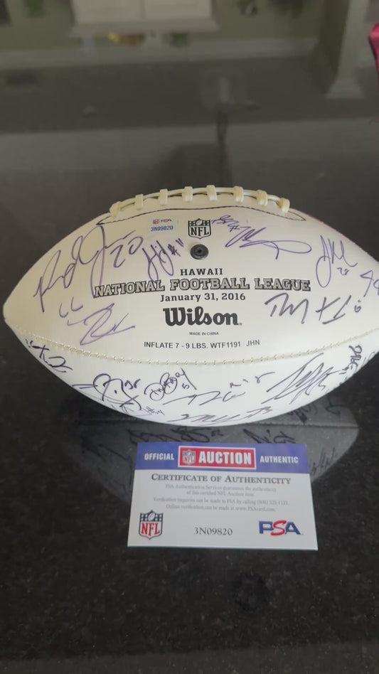Pro Bowl Games 2016 Wilson Duke Ball Signed 🖊️ By Over 30 Players including Richard Sherman, Andrew Whitworth, Russell Wilson, Calais Campbell, Darren Sproles, Julio Jones, AJ Green, Delanie Walker, Derrick Johnson & Malcolm Jenkins + many more...