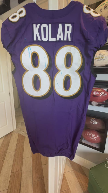 Charlie Kolar GAME-WORN💪10/12/25 On-Field Baltimore Ravens💜Jersey vs.Los Angeles Rams🐏
