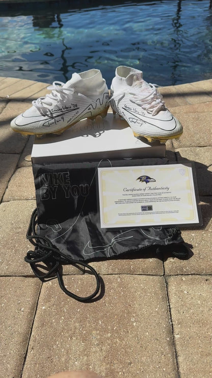 Justin Tucker Signed✍️GAME WORN💪NFL Cleats👟24-25 Season Ravens💜Inscribed🛡️Worn Week 8 vs. Cleveland Browns