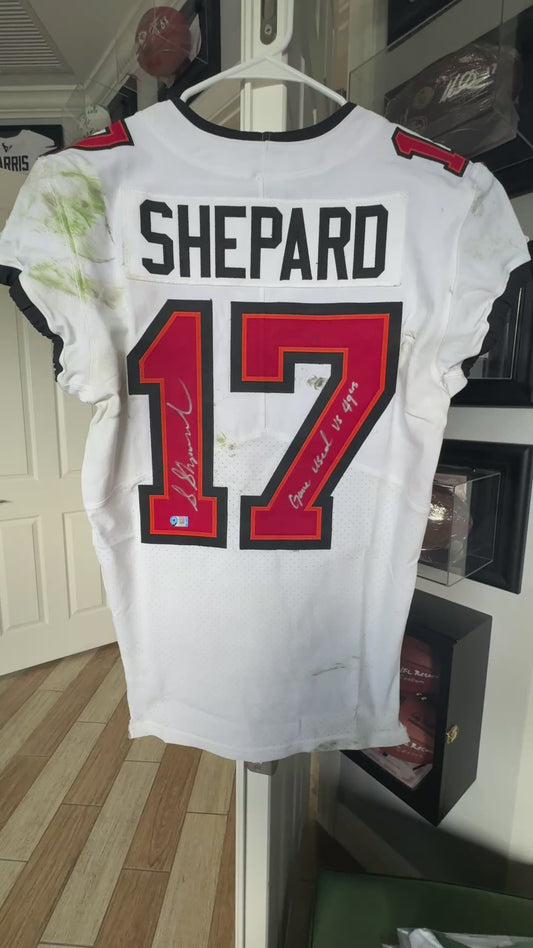 Sterling Shepard Signed and Inscribed GAME WORN 10/12/25 Tampa Bay Buccaneers Jersey vs. San Francisco 49ers Also includes COA 🛡️