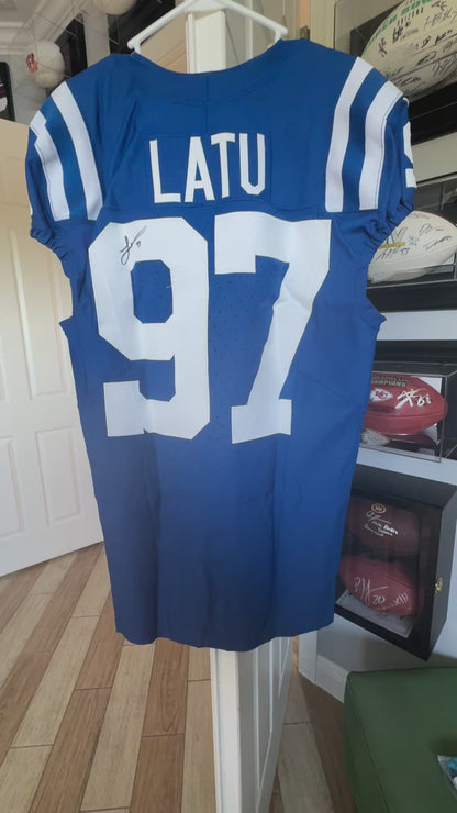 Laiatu Latu SIGNED GAME ISSUED 💪 Indianapolis Colts Nike NFL Jersey 👕 Also includes COA