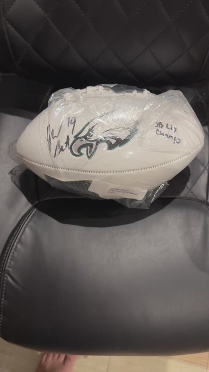 Josh Sweat Signed Philadelphia Eagles NFL Super Bowl Logo Football Inscribed SB LIX Champs