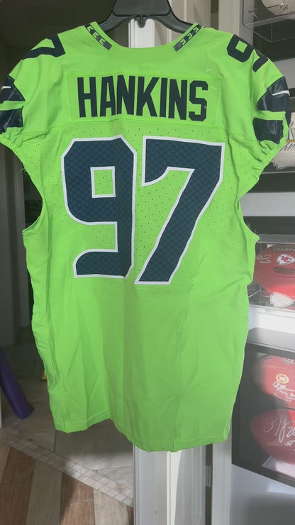 Johnathan Hankins GAME-WORN💪12/15/24 Seattle Seahawks NFL Color Rush Jersey👕vs. Green Bay Packers Inc.COA