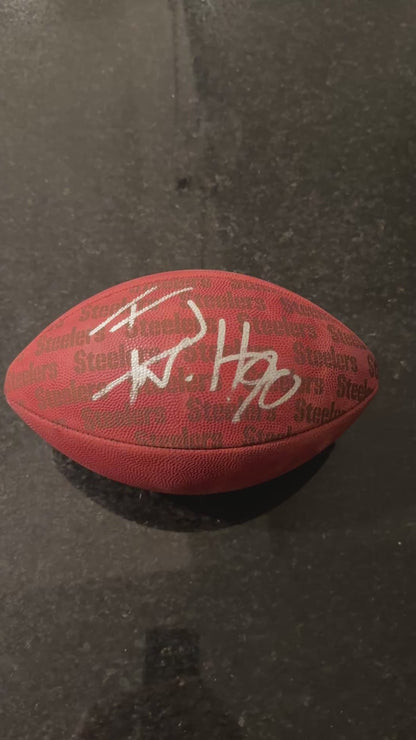 T. J. Watt Signed ✍️ Pittsburgh Steelers Official Wilson "The Duke" Team Logo NFL Football Inc. Beckett Authenticity 🛡️