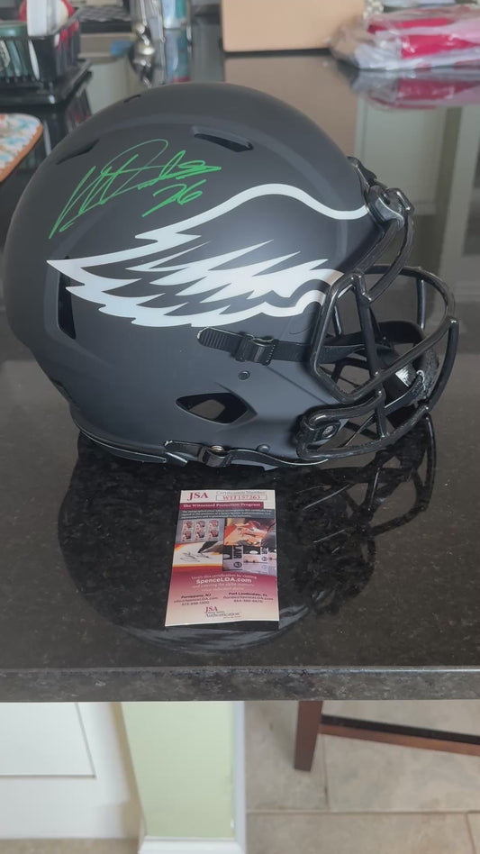 Miles Sanders Signed ✍️ Philadelphia Eagles 🦅 Full-Size Authentic On-Field Eclipse Alternate Speed Helmet🏈